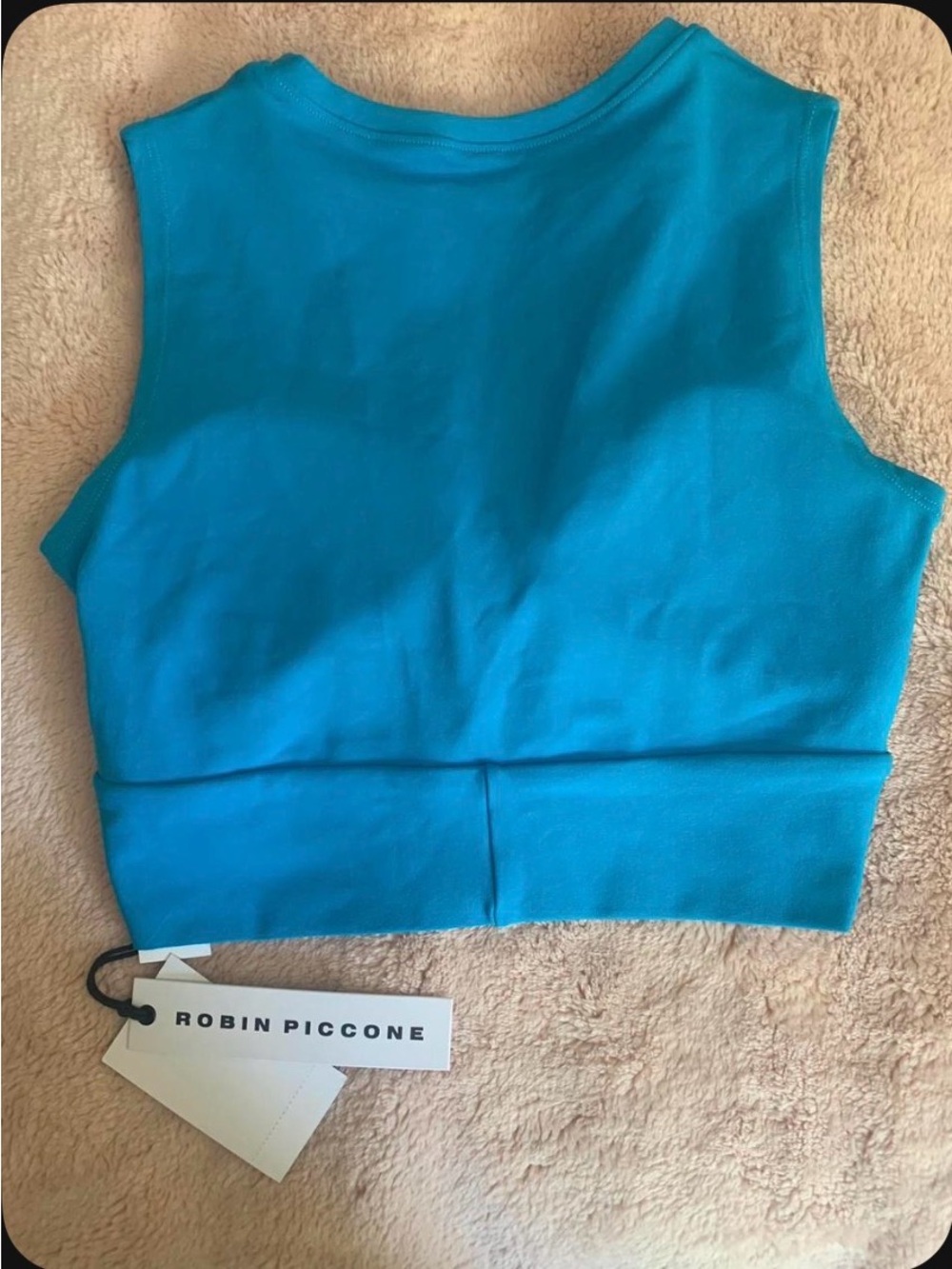 Robin Piccone Bright Blue Front-Drawstring Crop Tank - Picture 2 of 3